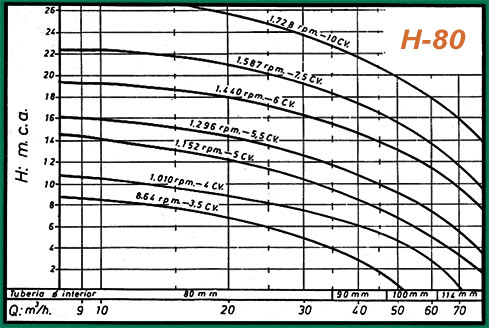 rendimiento bomba h-80
